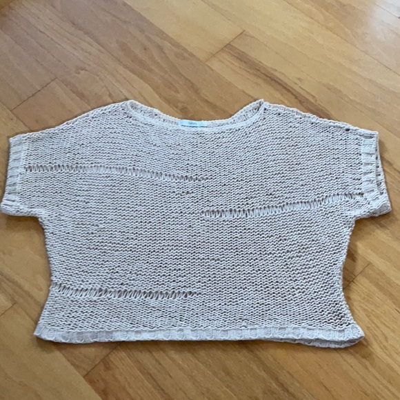 Dolman Sleeve Knit Crochet Blouse Drapey Top Sweater California Beach Beige M/L - Picture 2 of 4